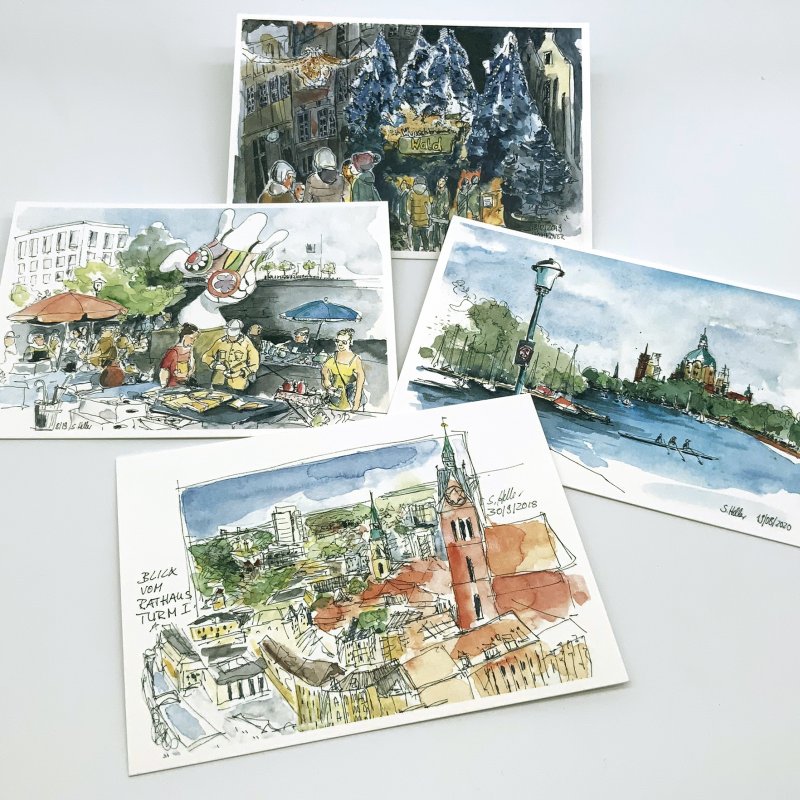 Urbansketch Postkarten aus Hannover